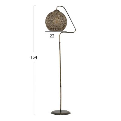 FLOOR LAMP HM7664.01, JUTE ROPE, PATIN GOLD, Φ22x154
