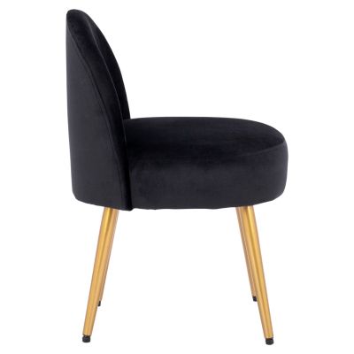 Stool with back Yasmine from black velvet & gold legs HM8395.14 47x43x65cm