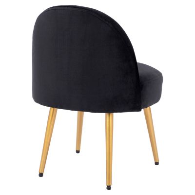 Stool with back Yasmine from black velvet & gold legs HM8395.14 47x43x65cm
