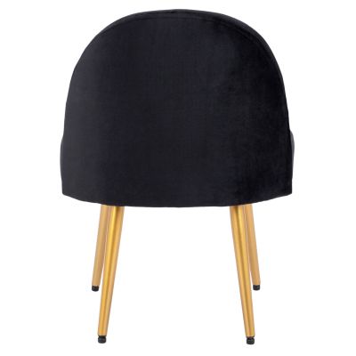 Stool with back Yasmine from black velvet & gold legs HM8395.14 47x43x65cm