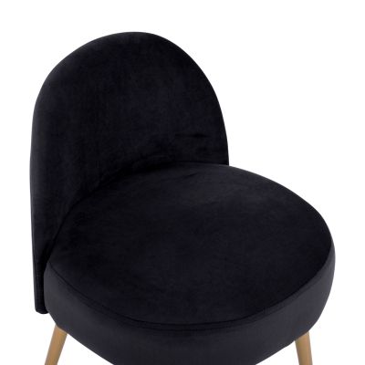 Stool with back Yasmine from black velvet & gold legs HM8395.14 47x43x65cm