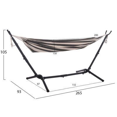 HAMMOCK CRAVE HM6304.03 ANTHRACITE METAL FRAME-BLUE FABRIC WITH WHITE STRIPES 265x93x105Hcm.