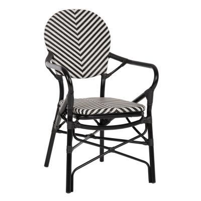 ARMCHAIR ALUMINUM HM5928.01 BLACK WITH TEXTLINE IN BLACK&WHITE 56x59x94,5Hcm.