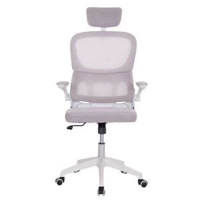 OFFICE CHAIR BASTON HM18236.03 GREY MESH FABRIC & WHITE PP FRAME 64x60x127Hcm.
