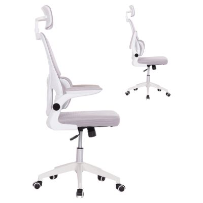 OFFICE CHAIR BASTON HM18236.03 GREY MESH FABRIC & WHITE PP FRAME 64x60x127Hcm.