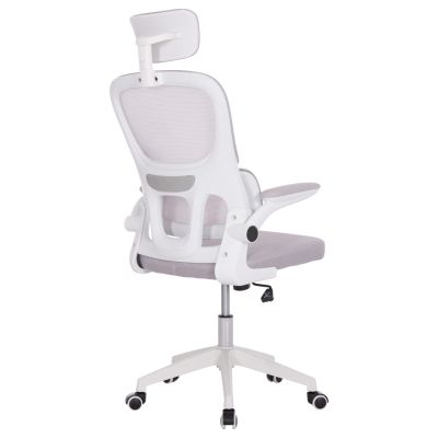 OFFICE CHAIR BASTON HM18236.03 GREY MESH FABRIC & WHITE PP FRAME 64x60x127Hcm.