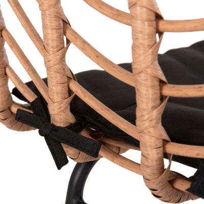 BAR STOOL MED.HEIGHT GERALD HM5707.11 METAL&CUSHION IN BLACK-WICKER IN BEIGE 47x47x101Hcm.