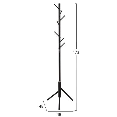 FLOOR STANDING HANGER HM9574.01 METALLIC IN BLACK COLOR-8 HANGING POSITIONS 48x48x173Hcm.