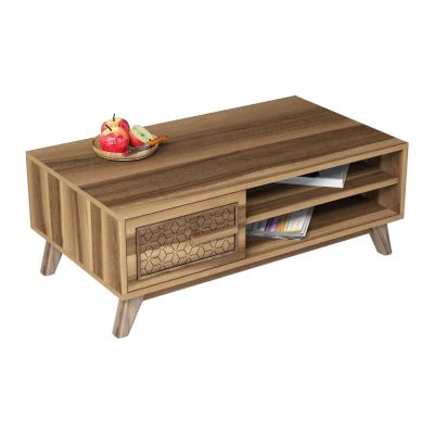 COFFEE TABLE MELAMINE IN WALNUT COLOR HM9497.01  105x60x38,2Hcm.