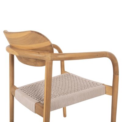 ARMCHAIR OSLO HM9636.07 TEAK WOOD IN NATURAL & BEIGE ROPE 55x54x80Hcm.