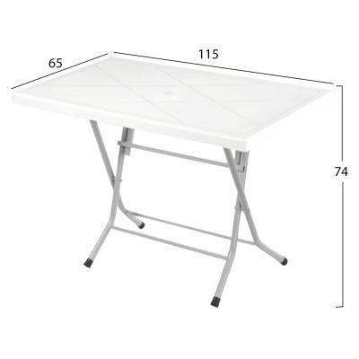 WHITE POLYPROPYLENE TABLE HM5853 WITH FOLDABLE METALLIC BASE