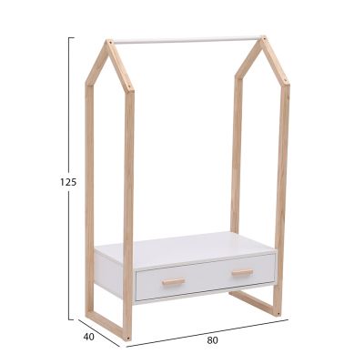 KIDS' HANGER WITH DRAWER PEPE HM2492.03 MELAMINE-PINE WOOD 80x40x125Hcm.