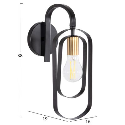 WALL SCONCE BIUT HM7443.11 METAL IN BLACK--GOLD BULB SOCKET 16x19x38Hcm.