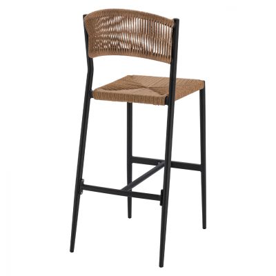 CHARCOAL ALUMINUM BAR STOOL WITH PE ROPE BEIGE HM5789.02 45,5x56x111 cm.
