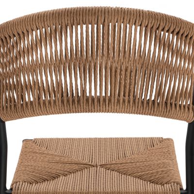 CHARCOAL ALUMINUM BAR STOOL WITH PE ROPE BEIGE HM5789.02 45,5x56x111 cm.