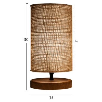 TABLE LAMP HM7596.01 BROWN BASE, SAND COLORED WICKER CAP