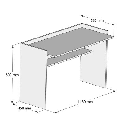 БЮРО МЕЛАМИНОВО СИВО-БЯЛО 118x58x80Hcm.HM9227.13