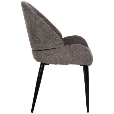 CHAIR SARKY HM8585.01 BOUCLE GREY FABRIC-BLACK METAL LEGS 55x62x89Hcm.