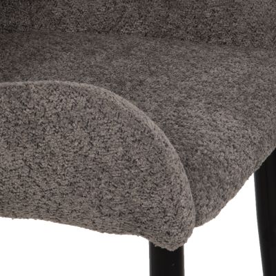 CHAIR SARKY HM8585.01 BOUCLE GREY FABRIC-BLACK METAL LEGS 55x62x89Hcm.