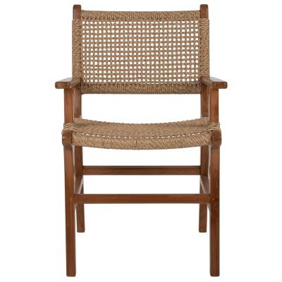 ARMCHAIR SOLID TEAK NATURAL COLOR KNITTED RATTAN ROPE 54Χ58Χ88Hcm.HM9385.01