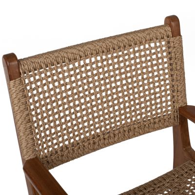 ARMCHAIR SOLID TEAK NATURAL COLOR KNITTED RATTAN ROPE 54Χ58Χ88Hcm.HM9385.01