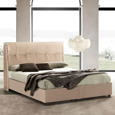 BED WITH STORAGE SPACE DREAMLET HM716 BEIGE VELVET -FOR MATTRESS 160x200cm.