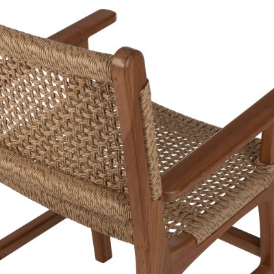 ARMCHAIR SOLID TEAK NATURAL COLOR KNITTED RATTAN ROPE 54Χ58Χ88Hcm.HM9385.01