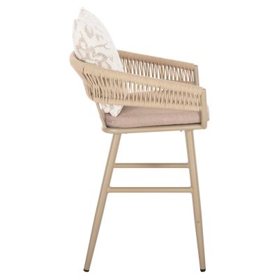 BAR STOOL ALUMINUM CAMDEN HM6142.04 BACK CUSHION WITH PRINT PATTERN-CAPPUCCINO 56x60x108Hcm.