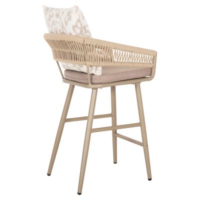 BAR STOOL ALUMINUM CAMDEN HM6142.04 BACK CUSHION WITH PRINT PATTERN-CAPPUCCINO 56x60x108Hcm.