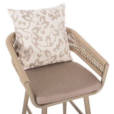 BAR STOOL ALUMINUM CAMDEN HM6142.04 BACK CUSHION WITH PRINT PATTERN-CAPPUCCINO 56x60x108Hcm.