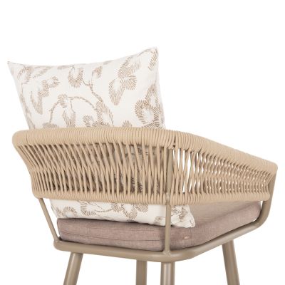 BAR STOOL ALUMINUM CAMDEN HM6142.04 BACK CUSHION WITH PRINT PATTERN-CAPPUCCINO 56x60x108Hcm.