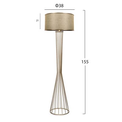 FLOOR STANDING LAMP HM7580.02 GOLDEN PILLAR, GOLDEN BROWN CAP
