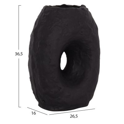DECORATIVE TABLE VASE NAMENTIS HM4673.01L TERRACOTA IN BLACK COLOR--26.5x16x36.5Hcm.