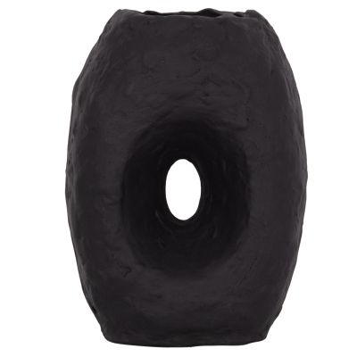 DECORATIVE TABLE VASE NAMENTIS HM4673.01L TERRACOTA IN BLACK COLOR--26.5x16x36.5Hcm.