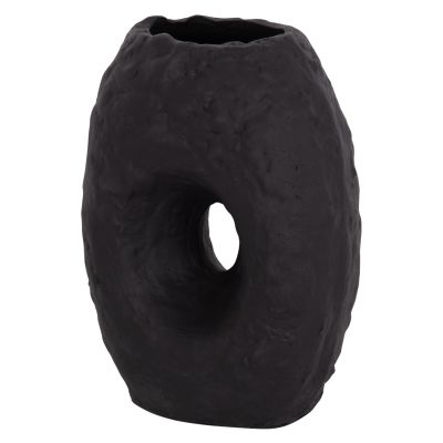 DECORATIVE TABLE VASE NAMENTIS HM4673.01L TERRACOTA IN BLACK COLOR--26.5x16x36.5Hcm.