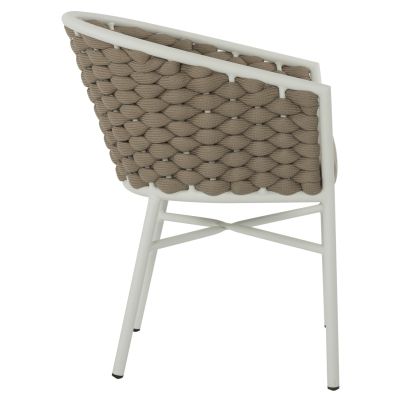 ARMCHAIR ALUMINUM HM5859.02 WHITE AND BEIGE FOAMY ROPE