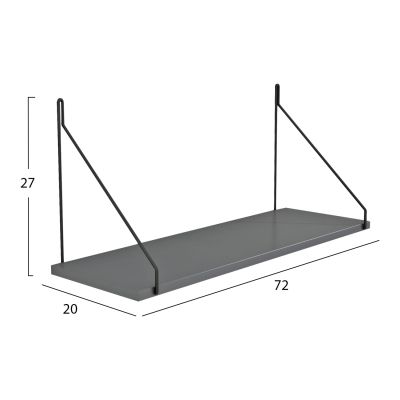 СТЕНЕН РАФТ AGILAN HM9183.20 МЕЛАМИН В ТЪМНО СИВО 72x20x27Hcm.