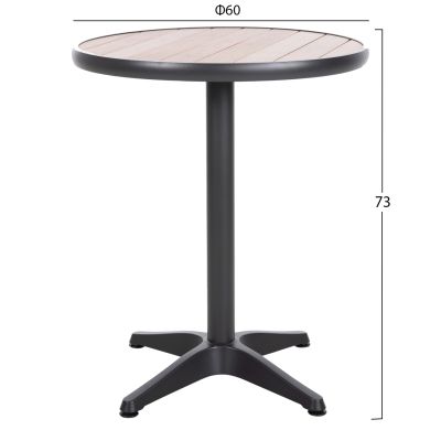ALUMINUM ROUND TABLE ALEXA HM6086.01 ANTHRACITE-POLYWOOD TOP IN NATURAL COLOR Φ60x73Hcm.