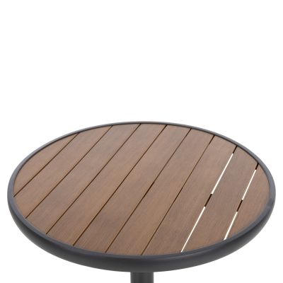 ALUMINUM ROUND TABLE ALEXA HM6086.01 ANTHRACITE-POLYWOOD TOP IN NATURAL COLOR Φ60x73Hcm.