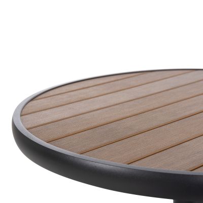 ALUMINUM ROUND TABLE ALEXA HM6086.01 ANTHRACITE-POLYWOOD TOP IN NATURAL COLOR Φ60x73Hcm.