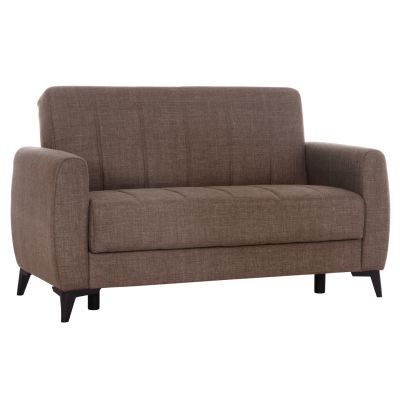 SOFA-BED 2-SEATER WITH STORAGE SPACE NIKKO HM3293.02 BROWN FABRIC 144x75x84Hcm.