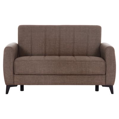 SOFA-BED 2-SEATER WITH STORAGE SPACE NIKKO HM3293.02 BROWN FABRIC 144x75x84Hcm.
