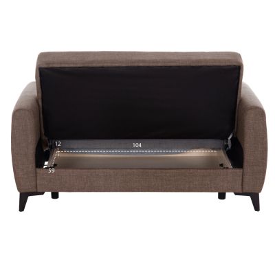 SOFA-BED 2-SEATER WITH STORAGE SPACE NIKKO HM3293.02 BROWN FABRIC 144x75x84Hcm.