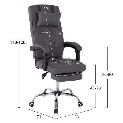 EXECUTIVE OFFICE CHAIR HM1057.20 GREY WITH FOLDING FOOTREST 58x71x128Hcm.