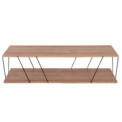 COFFEE TABLE TARS HM8927.11 NATURAL OAK MELAMINE-BLACK METAL RODS 120Χ50Χ30Hcm.