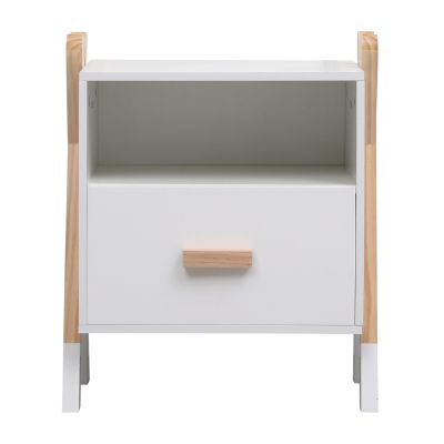 NIGHTSTAND PASCHAL HM2488.03 WHITE MELAMINE-PINE WOOD IN NATURAL COLOR 46x30x55Hcm.