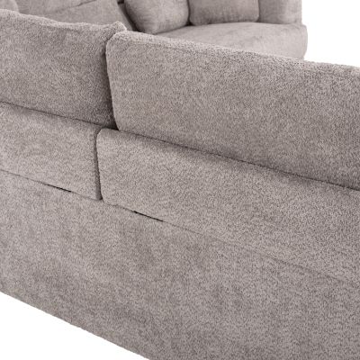 CORNER SOFA SYMMET HM3269.01 LIGHT GRAY FABRIC-GLOSSY ANTHRACITE LEGS 314x314x90-102Hcm.