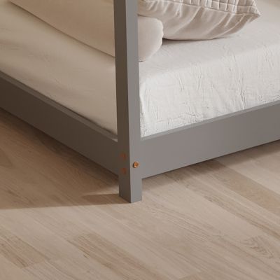 BED FOR KIDS PEPE HM677.05 t.MONTESSORI SOLID PINE WOOD IN GREY- 190x90cm.