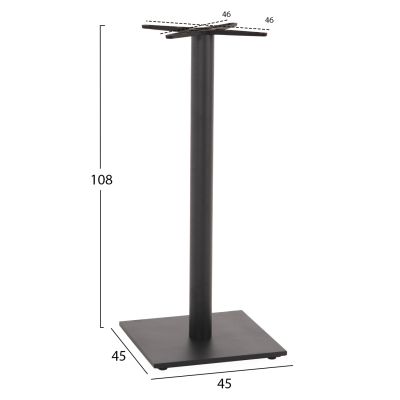 BASE FOR BAR TABLE HM439.20 MATTE GREY METAL WITH HEIGHT ADJUSTERS 46Χ46Χ108Hcm.