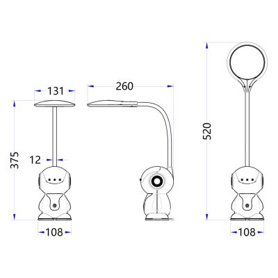 KIDS DESK LAMP LED BADOO ROBOT FIGURE HM4453.01 WHITE-GREY ABS